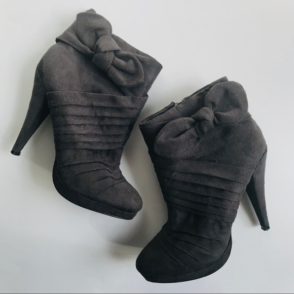 Aldo Shoes - ALDO Grey Faux Suede High Heel Ankle Booties